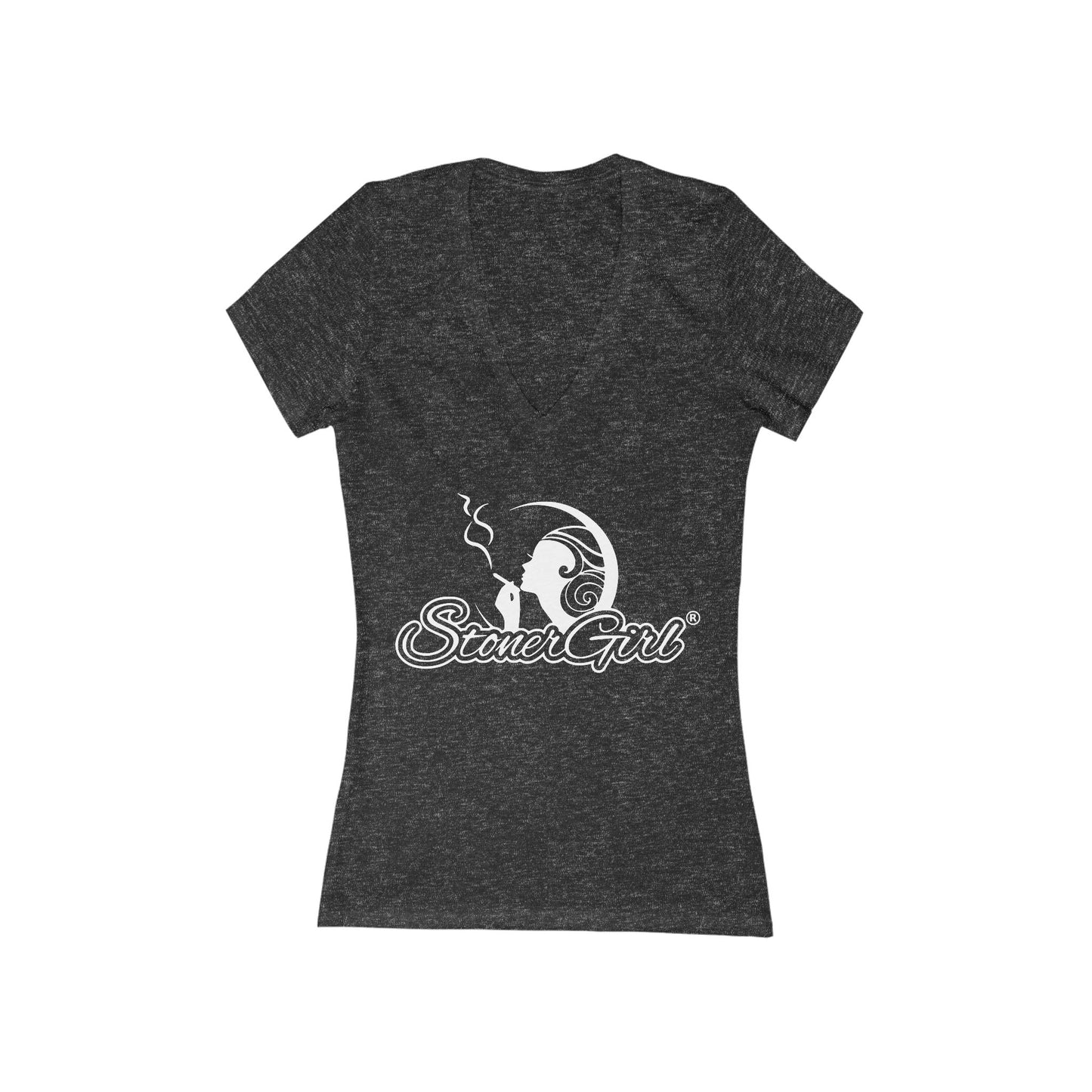 Chic Women's Deep V-Neck Tee, - Stoner Girl® Casual Top, Fashion Shirt, Everyday Wear, Summer Essentials, Gift for Her, Trendy Wardrobe Staple