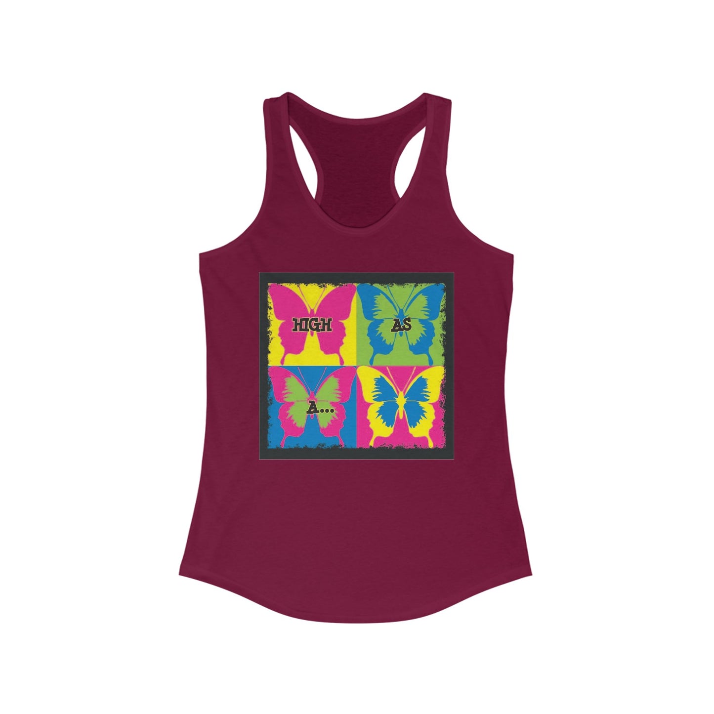 Authentic Stoner Girl® - A Colorful High as a Butterfly Racerback Tank for Women