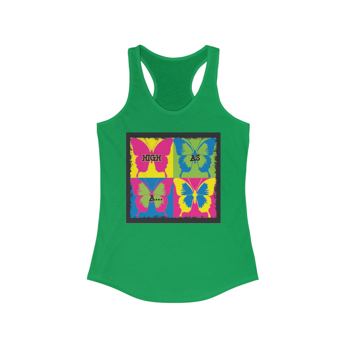 Authentic Stoner Girl® - A Colorful High as a Butterfly Racerback Tank for Women