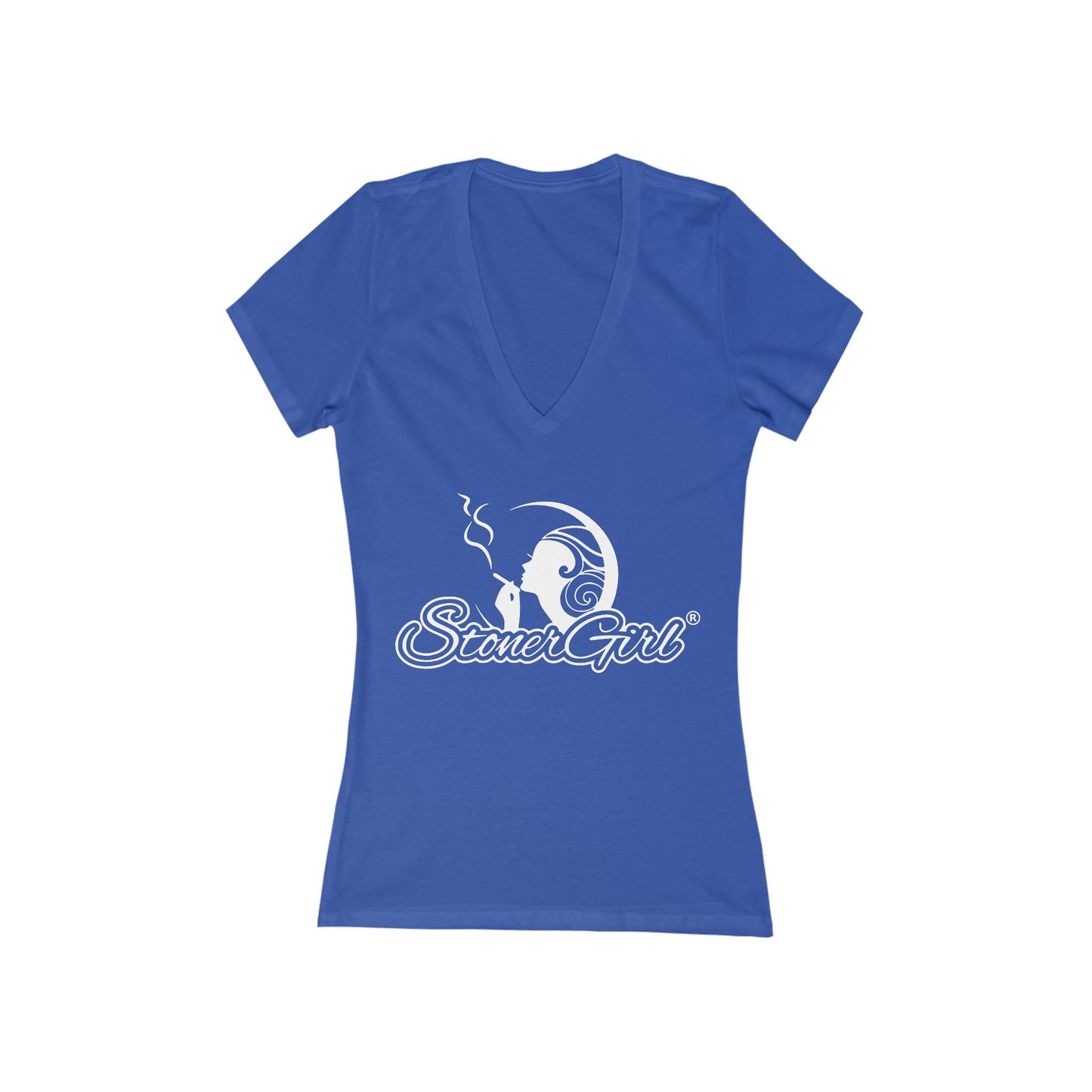 Chic Women's Deep V-Neck Tee, - Stoner Girl® Casual Top, Fashion Shirt, Everyday Wear, Summer Essentials, Gift for Her, Trendy Wardrobe Staple