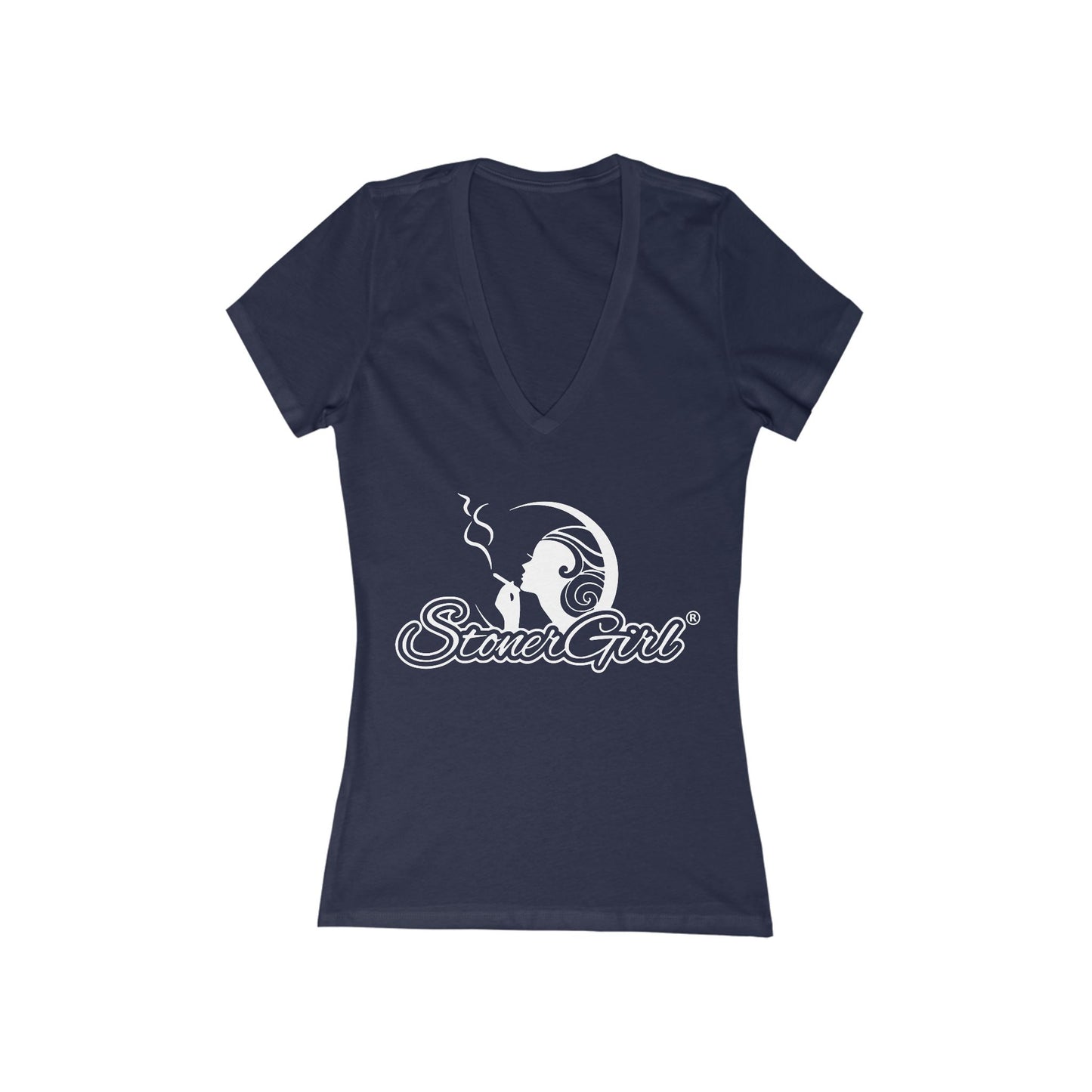 Chic Women's Deep V-Neck Tee, - Stoner Girl® Casual Top, Fashion Shirt, Everyday Wear, Summer Essentials, Gift for Her, Trendy Wardrobe Staple