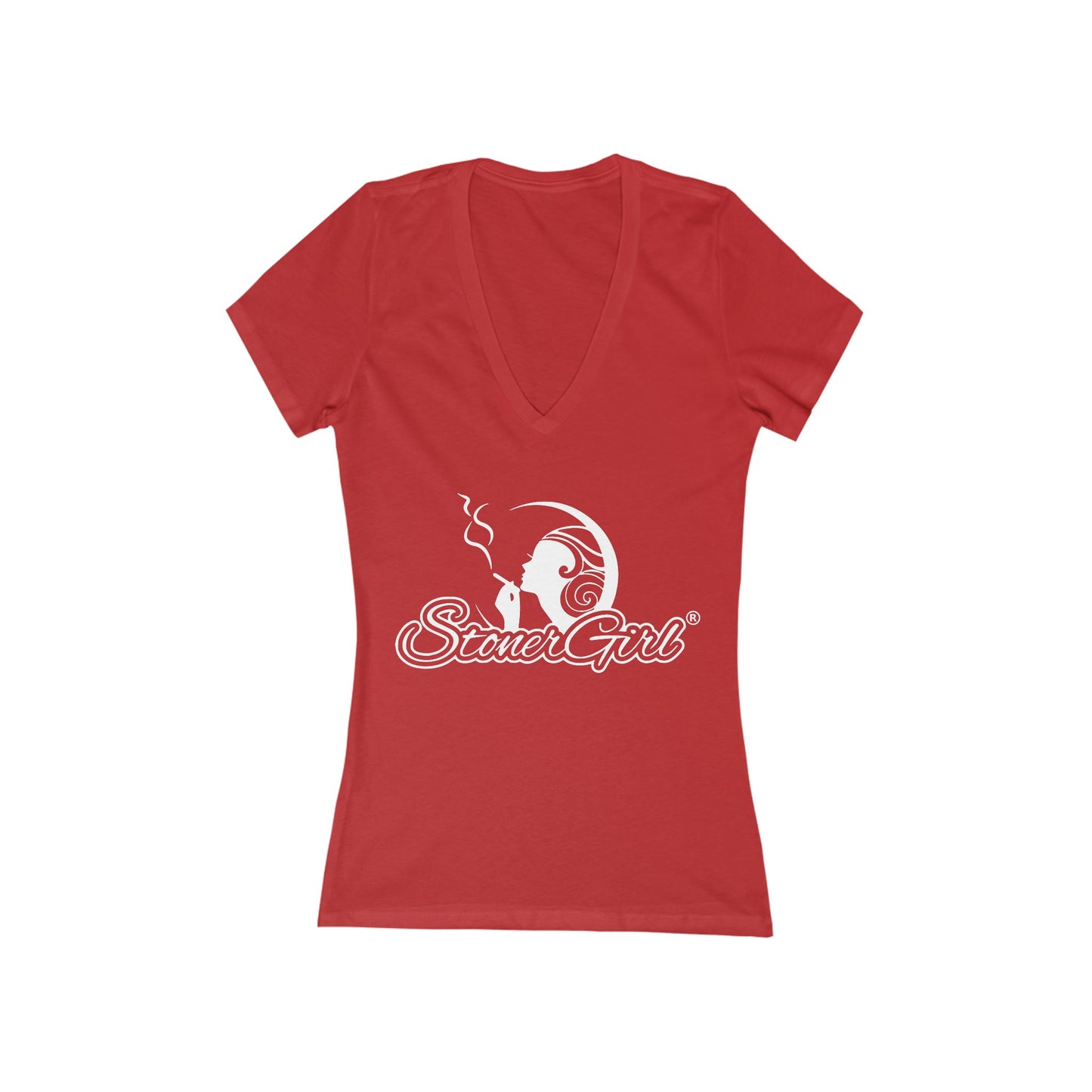 Chic Women's Deep V-Neck Tee, - Stoner Girl® Casual Top, Fashion Shirt, Everyday Wear, Summer Essentials, Gift for Her, Trendy Wardrobe Staple