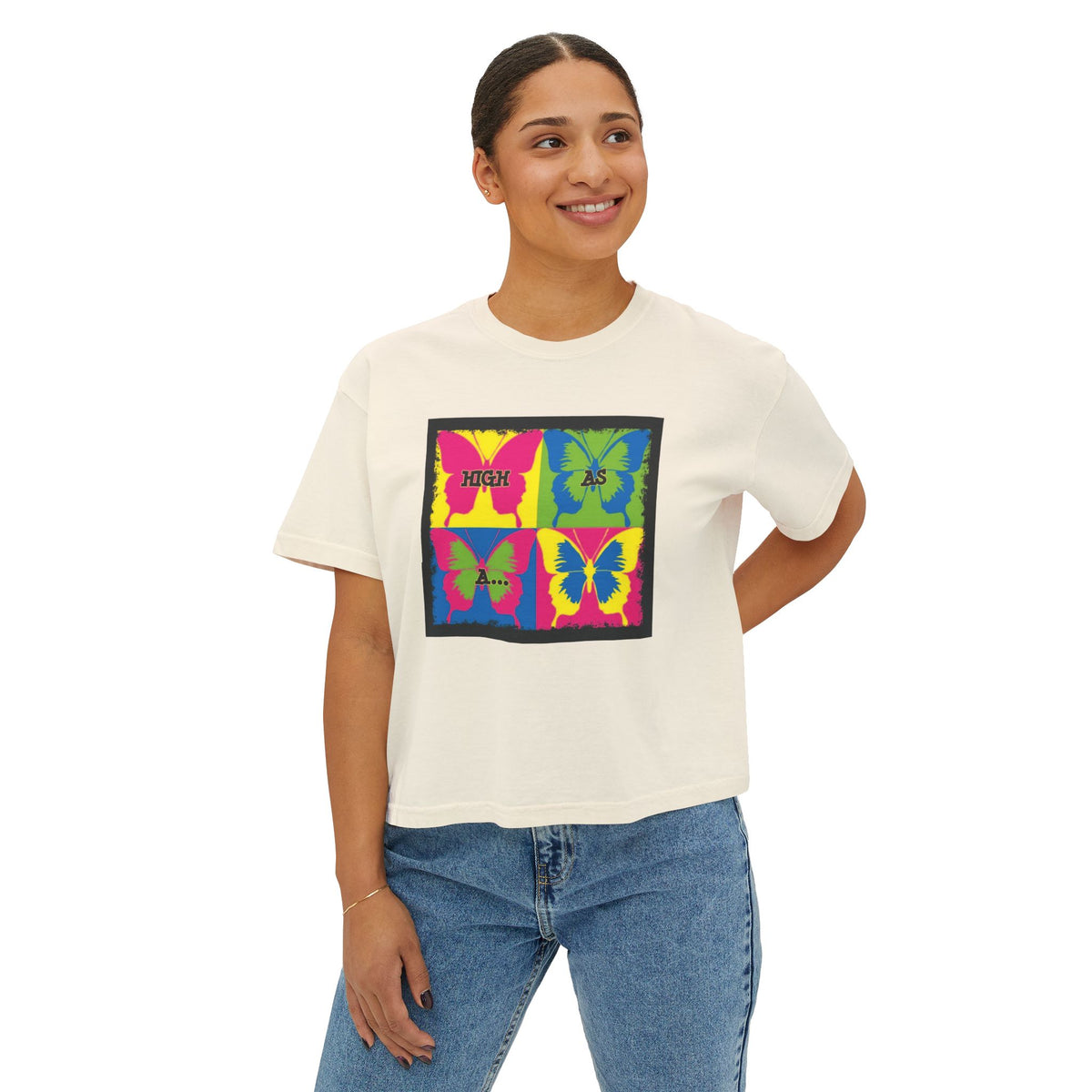 Retro Pop Art Butterfly Boxy Tee — High As Sky Graphic