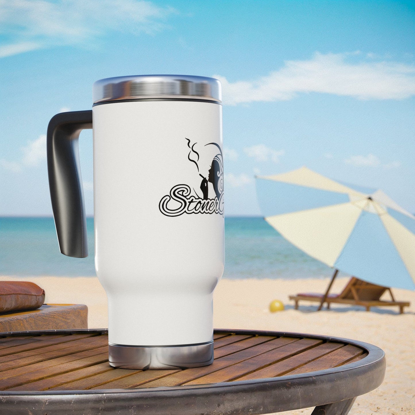 Stoner Girl® Stainless Steel Travel Mug with Handle, 14oz