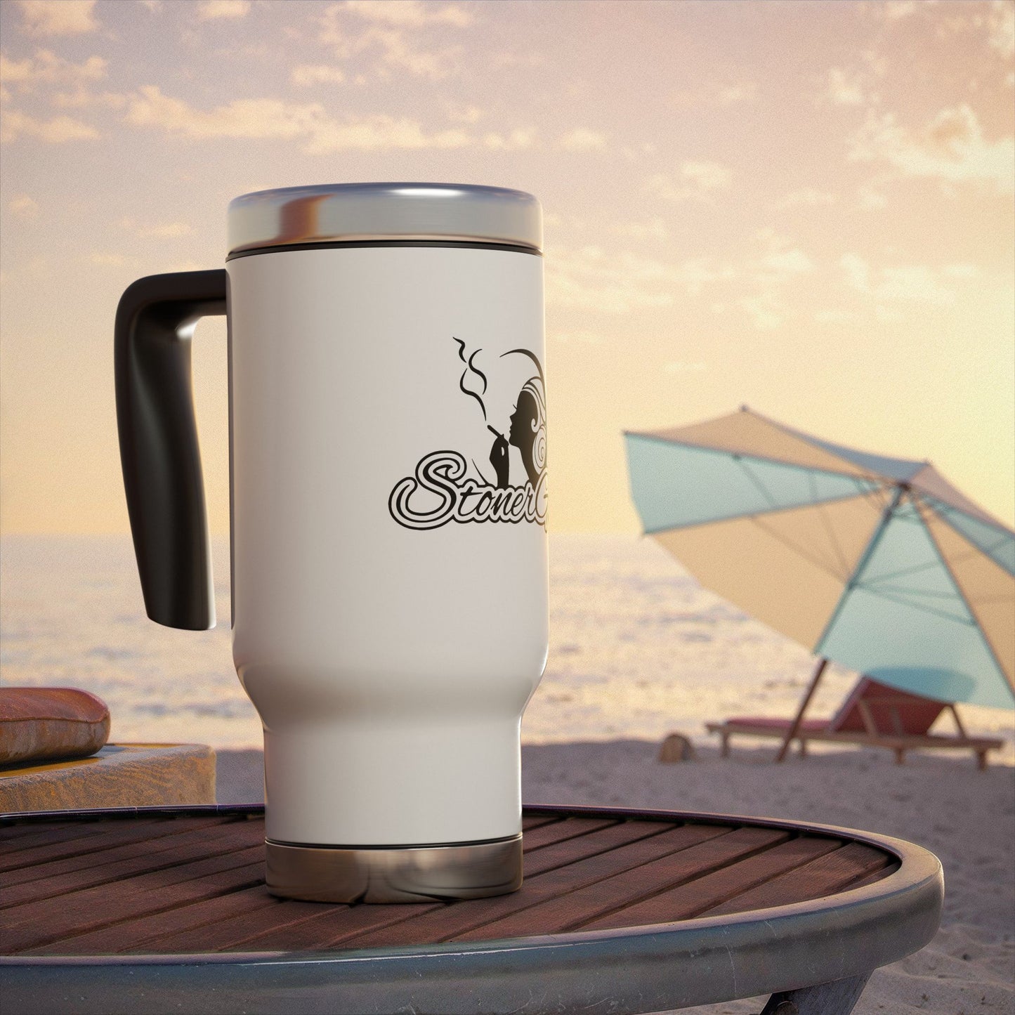 Stoner Girl® Stainless Steel Travel Mug with Handle, 14oz