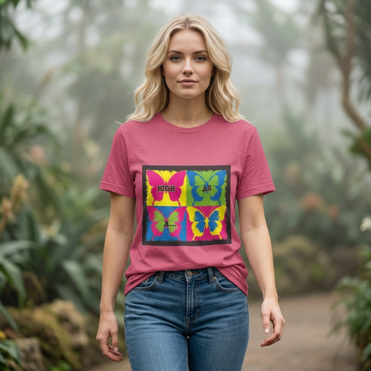 Butterfly Pop Art Tee — "High As" Graphic T-Shirt