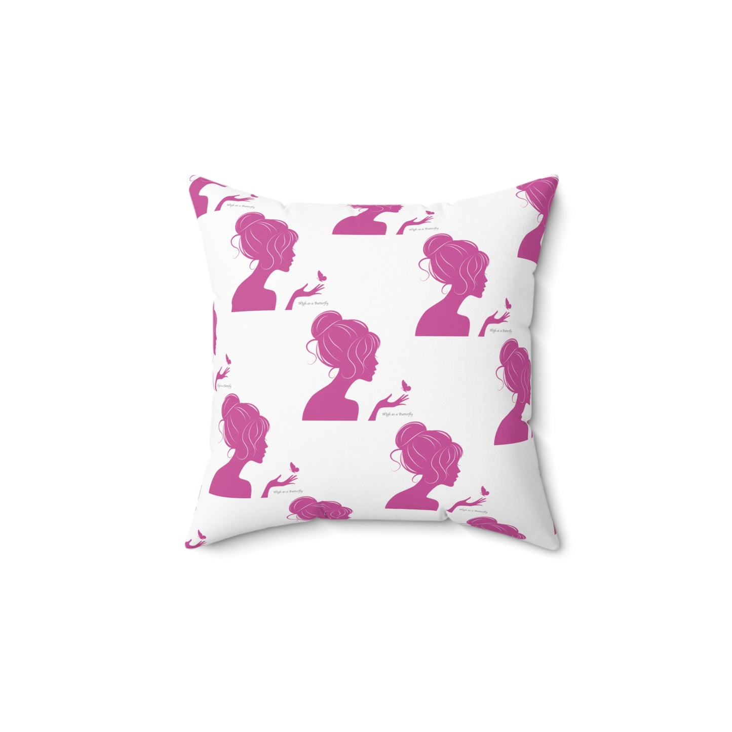 Classic Stoner® High as a Butterfly Pink Spun Polyester Square Pillow