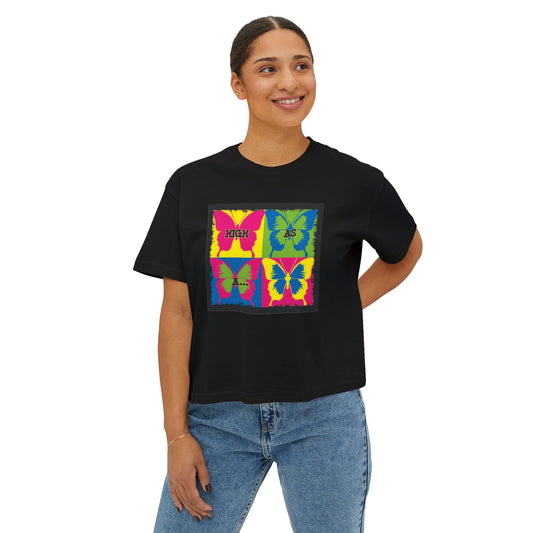Retro Pop Art Butterfly Boxy Tee — High As Sky Graphic